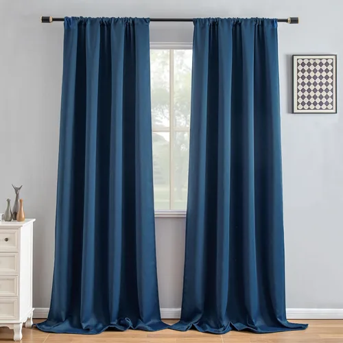 Vista 22 de IGEMAEVE Cortinas opacas de tamaño personalizado para dormitorio, 100 % opacas, 1 panel, aislamiento térmico, cortinas de oscurecimiento