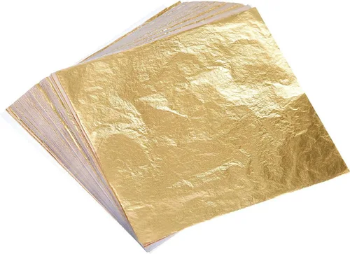 100 hojas imitación láminas de oro para decoración, arte, manualidades, tamaño 5.5 x 5.5 pulgadas, de Bememo
