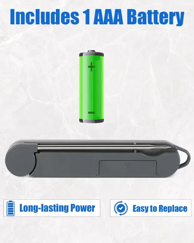 Vista 4 de Termómetro digital de carne para cocinar y asar a la parrilla, termómetro de alimentos de lectura instantánea con batería, termómetro de cocina Negro