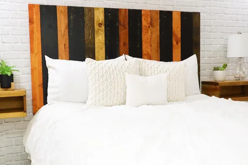 Vista 106 de Diseño mixto: cabecero hecho a mano. Se monta en pared: Fácil instalación:, Madera, Mezcla de todo terreno.