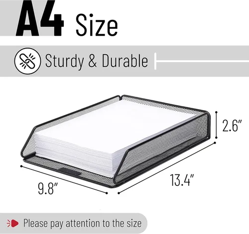 Vista 2 de Mr. Pen Mesh Desk Organizer - Single Tray with Letter Tray, File Holder for Desk Paper Management