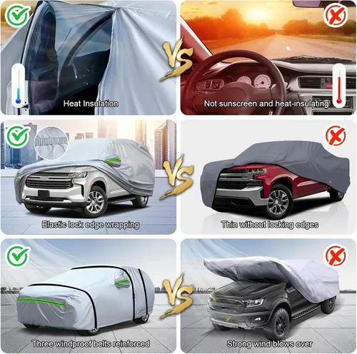 Vista 6 de TUCAREST - Funda de auto completa de 6 capas de alta calidad, diseño de cremallera de carcasa dura, impermeable, resistente a la intemperie