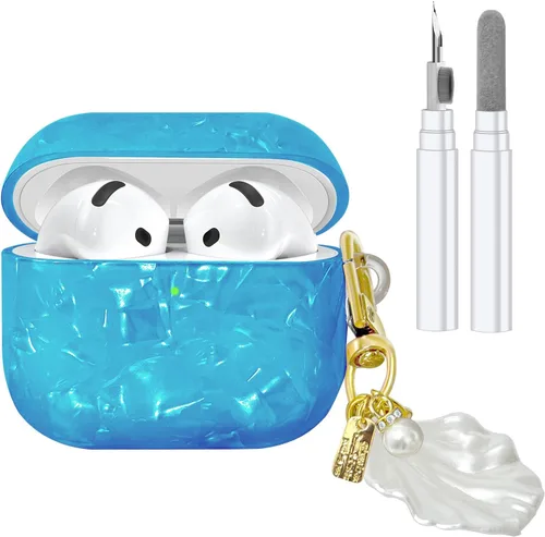 Vista 12 de Compatible con estuche AirPods 4 2024, bonita funda protectora de TPU para AirPods con kit de limpieza y accesorios de cordón de carcasa para Negro