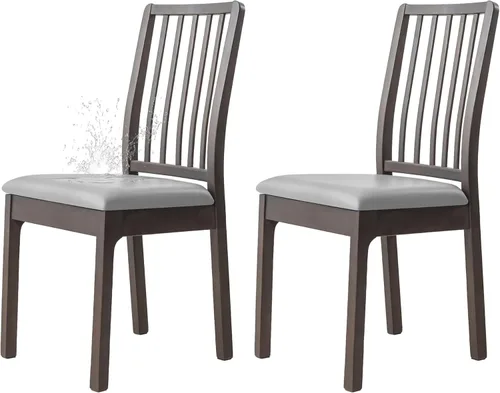 Vista 13 de Dimatic Juego de 2 fundas de asiento para silla, de piel sintética, impermeables, fundas elásticas para sillas de comedor, fundas protectoras