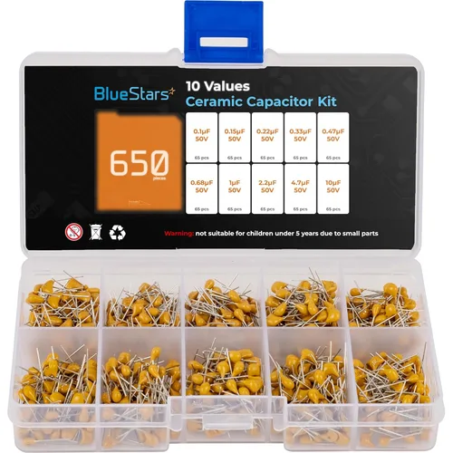 Vista 9 de BlueStars, variedad de condensadores electrolíticos de aluminio, 20 valores, 320 unidades, rango 1uF－2200uF