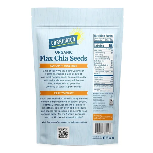 Vista 2 de Mezcla de chía y lino Carrington Farms, sin gluten, USDA orgánico, 12 onzas