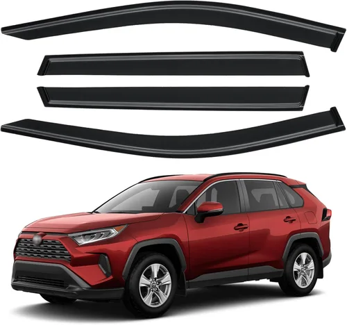 Vista 28 de YQAUTEC - Viseras para ventana, protectores contra la lluvia, compatibles con Subaru WRX 2015-2021, deflectores de viento para ventanas, viseras