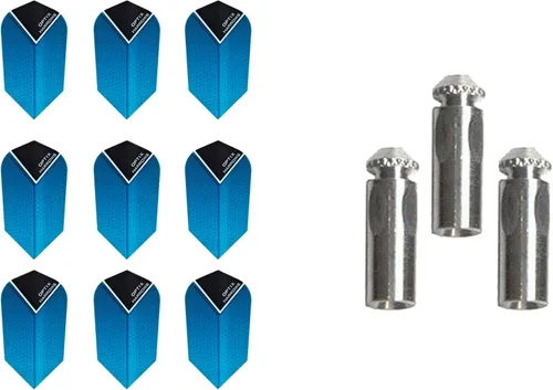 Vista 7 de Optix 3 juegos de dardos delgados Harrows más 1 juego de protectores de vuelo de dardos de aluminio