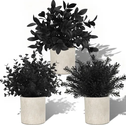 Vista 10 de Der Rose Paquete de 3 mini plantas falsas en maceta, plantas artificiales de eucalipto de plástico para el hogar, oficina, escritorio, granja, Verde