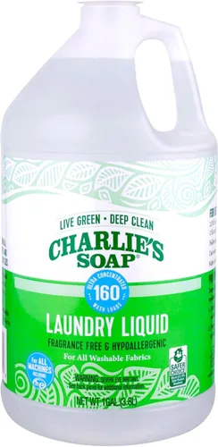 Charlie's Soap Detergente líquido para ropa sin fragancia, 160 cargas (128 onzas, 1 paquete)
