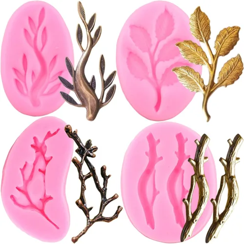 ZiXiang Molde de silicona de rama de árbol, ramas de ramas, hojas, moldes de fondant para chocolate, dulces, pasteles, decoración de cupcakes, pasta