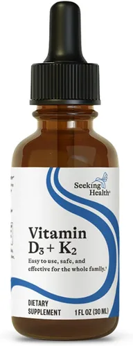Seeking Health Gotas de Vitamina D3 + K2 – Vitamina Líquida D y K Apoya la Función del Sistema Inmunológico y la Salud Ósea – Ayuda a la Absorción