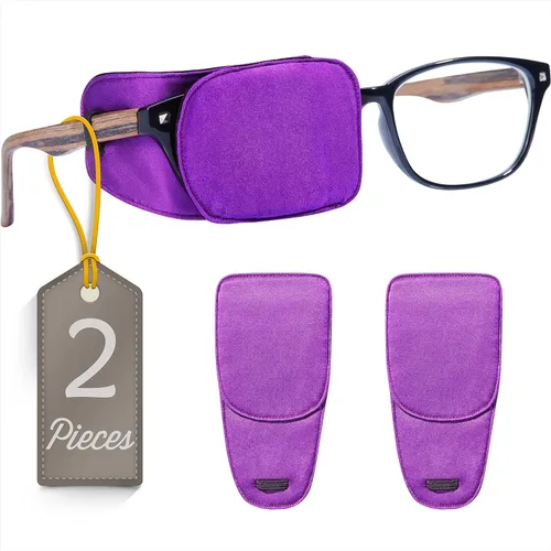 Vista 39 de Parche de ojo de seda Astropic para gafas de adultos y niños para cubrir cualquier ojo (Mediano, Violeta)