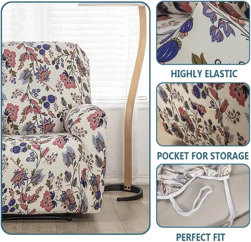 Vista 55 de Lazyboy - Funda para silla reclinable, 4 piezas, fundas para sofá reclinable, fundas antideslizantes y reclinables con bolsillos de almacenamiento