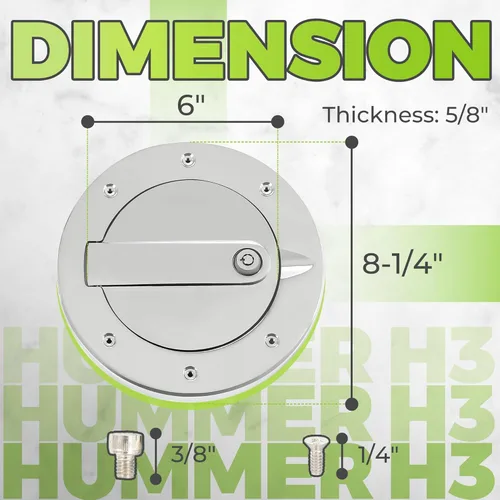 Vista 7 de KUAFU Puerta de Combustible con Bloqueo Compatible con Hummer H3 H3T 2003-2010 Puerta del Tanque de Combustible Tapa del Tanque de Gasolina Cubierta