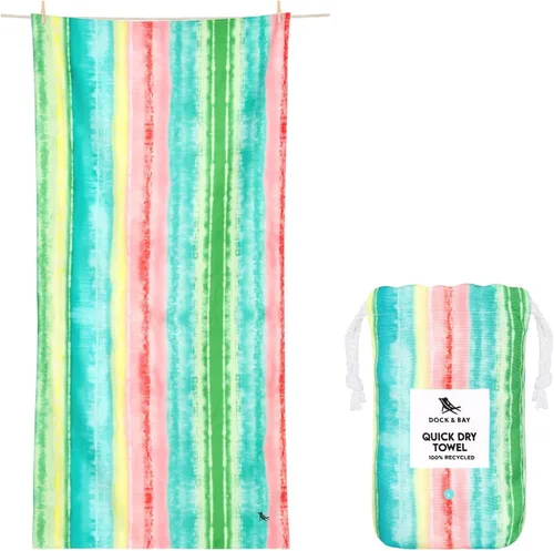 Vista 43 de Toalla de playa Dock & Bay - Secado rápido, sin arena - Compacta, ligera - 100% reciclada - Incluye bolsa - Cabaña - Bondi Blue - Extra grande
