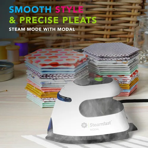 Vista 5 de Steamfast Modal - Plancha de vapor de doble voltaje para manualidades, suela antiadherente para arrugas persistentes, control de temperatura, tiempo