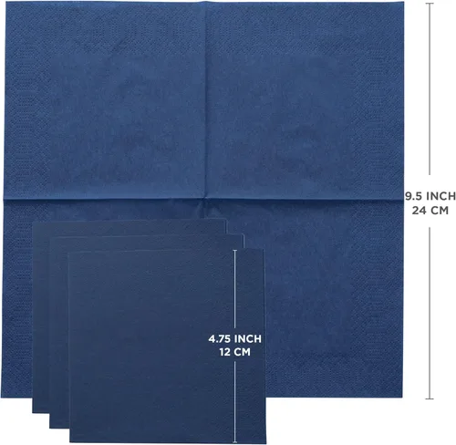 Vista 148 de Servilletas negras para bebidas, servilletas de papel desechables de 3 capas para bar, cóctel, bodas, cumpleaños, fabricadas en la UE, (20 unidades)