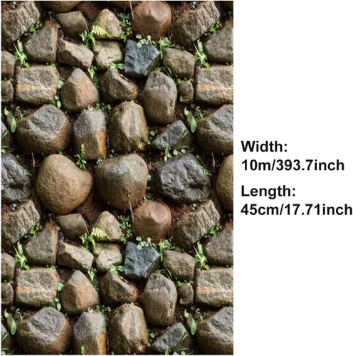 Vista 2 de ECYC Ltd Papel tapiz autoadhesivo 3D de piedra sintética de 17.72 x 393.7 pulgadas, para despegar y pegar, calcomanías de pared de bloques de piedra