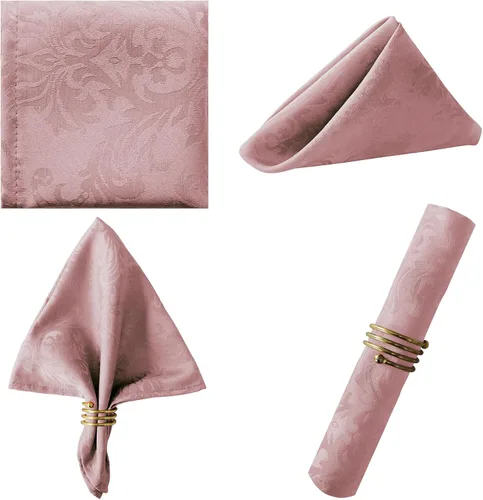 Vista 25 de Servilletas cuadradas de jacquard blanco, servilletas de poliéster suave resistentes a las arrugas con diseño damasco, servilletas de tela
