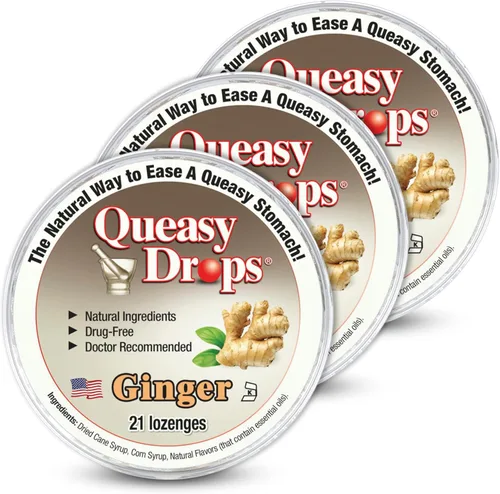 Vista 11 de Three Lollies Queasy Drops - Sabor a Cola - Alivio de las náuseas y del mareo de viaje, calma la boca seca y calma el estómago - Ingredientes