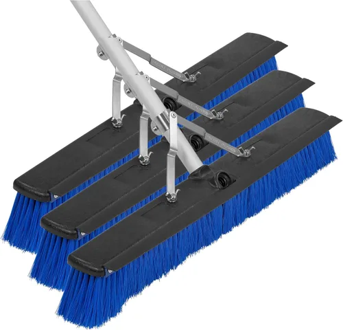 Vista 10 de Carlisle 3621962414 Escoba con mango de aluminio, barrido con rasqueta, con cerdas de plástico, longitud de 24x3 pulgadas, Azul, 18", Azul, 1