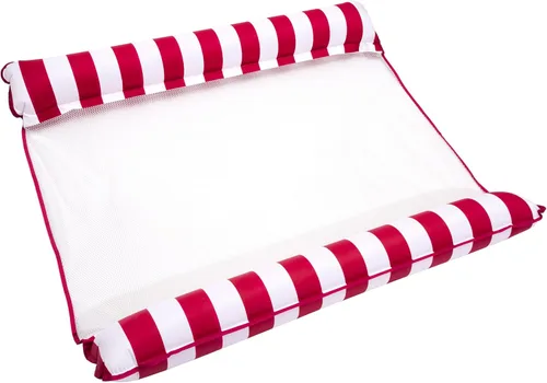 Vista 7 de Aqua Monterey - Hamaca flotante para piscina, paquete de 3, dos azul claro y uno borgoña/rayas blancas, paquete de 3