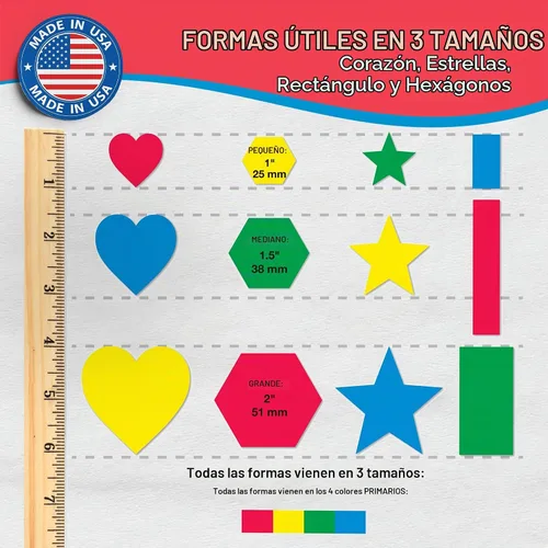 Vista 4 de Formas Básicas 1: Círculos, Triángulos, Cuadrados, Óvalos, 676 Piezas de Cartulina Troquelada Hecha en EE.UU. Formas Geométricas en 3 Tamaños y 4
