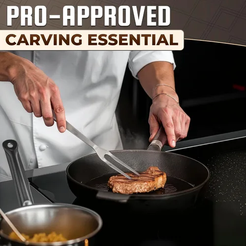 Vista 9 de Herramienta para tallar tenedor de carne, tenedor de acero inoxidable de 11 pulgadas para carne, utensilio ergonómico de dos puntas con mango