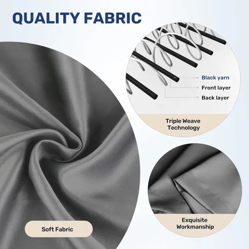 Vista 3 de Simple Deluxe Juego de 2 paneles de cortinas opacas para ventana, dormitorio, sala de estar, puerta corrediza de patio, cortinas de cortinas con Gris