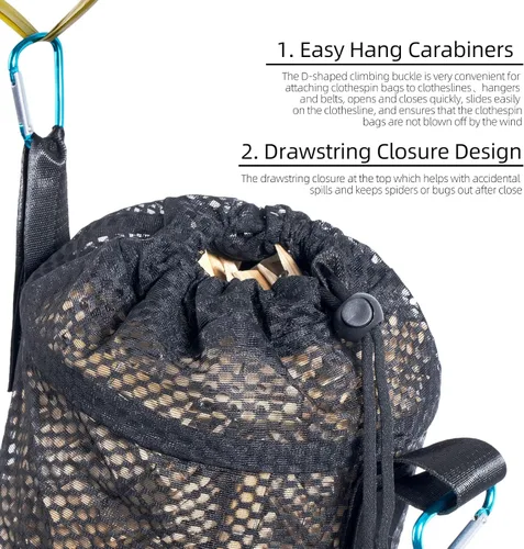 Vista 3 de Soporte para bolsa de ropa en el exterior, múltiples métodos de colgar, bolsa con cierre de cordón, ventilación y resistencia a la humedad