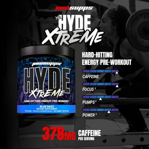 Vista 2 de PROSUPPS Mr. Hyde Xtreme - Polvo de preentrenamiento con creatina, beta alanina y cafeína - energía extrema, bombeo, concentración y rendimiento