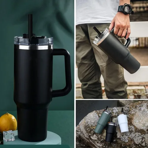 Vista 4 de ALINK Pajitas reutilizables para vaso Stanley de 40 onzas y 30 onzas, popotes de plástico duro de 12 pulgadas de largo, popote de repuesto de 12