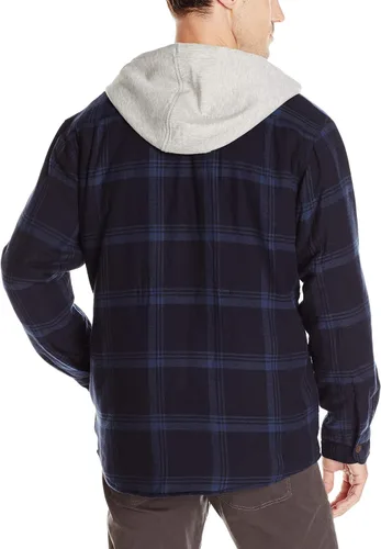 Vista 2 de Wrangler Authentics - Chaqueta estilo camisa, de franela, acolchada, con capucha, para hombre, de manga larga
