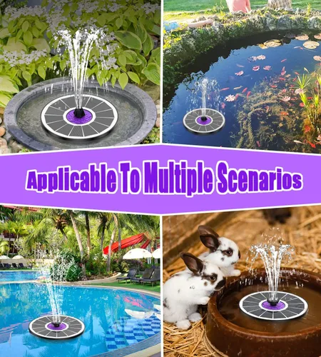 Vista 8 de SZMP Fuente solar mejorada, panel de vidrio 100% y fuente solar, fuentes de baño para pájaros de 3.5 W con flor Panel de vidrio mejorado 2023