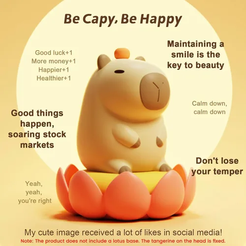 Vista 2 de YR YRHH-PET Lámpara Linda de Capybara Naranja para la Noche, Lámpara LED de Capybara Novelosa y Apretable, Luz Nocturna Ajustable de Silicona