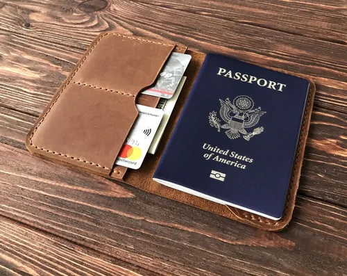 Vista 4 de FF Scholar Gift For Gamer Passport Cover Handmade Leather Passport Holder Geek Gift Personalized Passport Wallet For Men Passport Case Husband