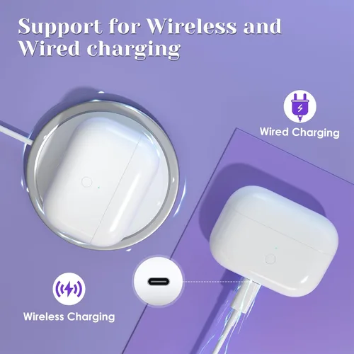 Vista 3 de Funda de carga inalámbrica compatible con AirPods Pro de 1ª y 2ª generación, puerto de carga tipo C para AirPod Pro 2, funda de carga con botón