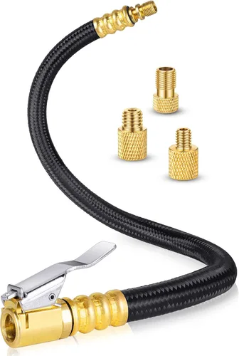 Tubo de Extensión para Inflador de Neumáticos de 12'', Adaptador de Manguera de Mandril de Bomba de Neumáticos con Válvula Presta para Compresor de