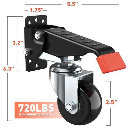 Vista 3 de SPACEKEEPER Juego de ruedas retráctiles para banco de trabajo, 720 libras, ruedas giratorias de banco de alta resistencia, ruedas retráctiles