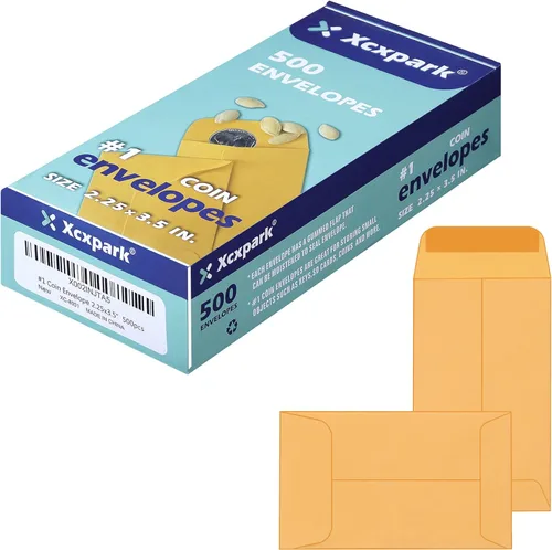 Vista 9 de Xxcxpark 200 sobres para monedas #1 de 2.25 x 3.5 pulgadas, sobres de papel kraft marrón clásico para piezas pequeñas, solapa engomada para monedas