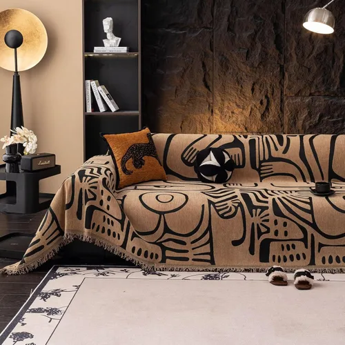 Vista 29 de VClife funda boho de sofá de felpilla para sofá seccional, funda antideslizante para sofá de 2 plazas, protector para mascotas con borlas, funda