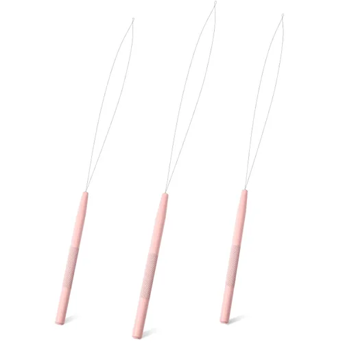Vista 7 de NEWISHTOOL Extensiones de cabello de acero inoxidable, herramienta de gancho para tirar de aguja, 3 piezas de micro agujas enhebrador de alambre