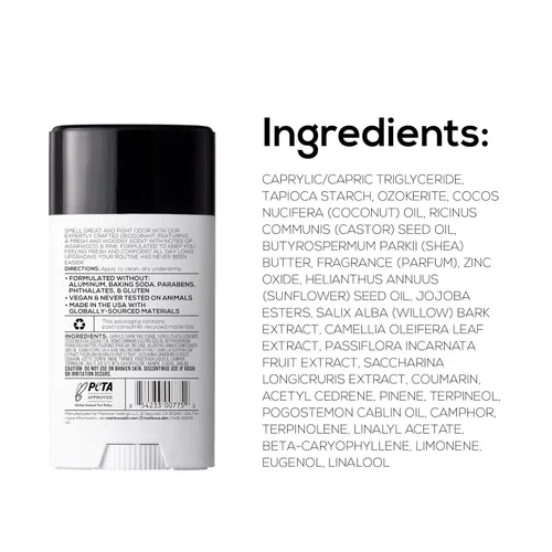 Vista 6 de MARLOWE. Desodorante natural No. 024 para hombres, paquete de 3 Barra libre de aluminio Fabricado con aceite de coco, manteca de karité, jojoba