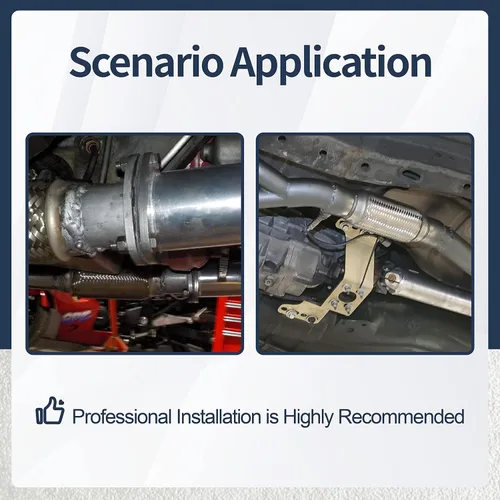 Vista 4 de 2 piezas de tubo flexible de escape de acero inoxidable doble trenzado largo resistente de 2.5'' pulgadas x 4'' pulgadas con extremos de 4