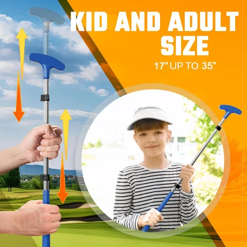 Vista 5 de Go For It Golf Putter para niños, eje extensible para golfistas jóvenes, tamaño ajustable para mano derecha e izquierda, club de entrenamiento