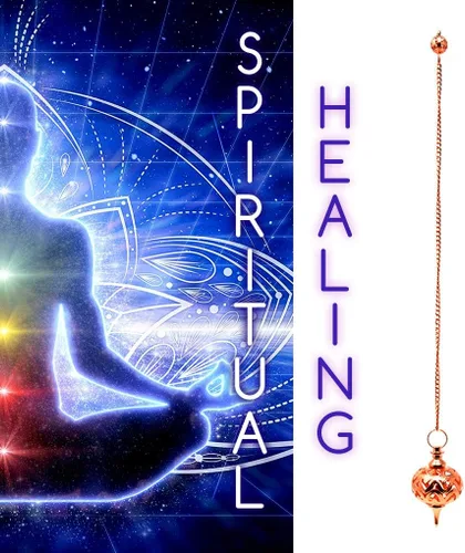Vista 4 de Péndulo de radiestesia de cobre con cadena conductora de energía espiritual para curación corporal, chakras de equilibrio de Reiki, limpieza