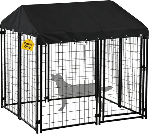 Vista 8 de Funda para perrera de 8.3 x 4.1 pies, tela Oxford resistente al agua 600D, cobertura completa, cubierta al aire libre, a prueba de lluvia, nieve