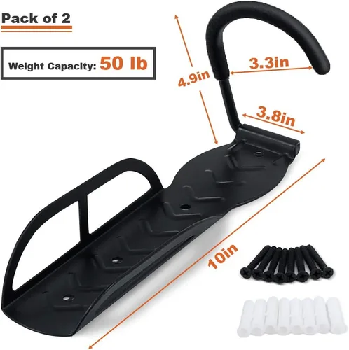 Vista 5 de Wallmaster Estante de almacenamiento para bicicletas para garaje, colgador de bicicletas de montaje en pared, paquete de 2 ganchos verticales
