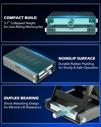 Vista 6 de Orion Motor Tech Elevador de motocicleta, gato elevador de tijera de motocicleta de 1100 libras con mango ancho en T de cubierta de 3/8 pulgadas